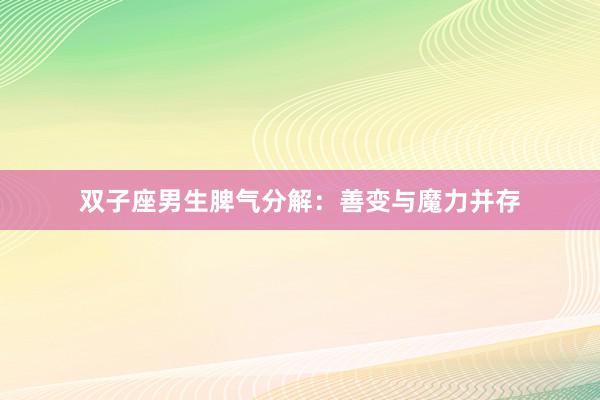 双子座男生脾气分解：善变与魔力并存